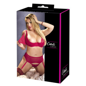 Plus Size Strip Lingeri sæt i Rød