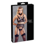 Wetlook Bondage Lingeri Sæt med Longline BH og Håndlænker