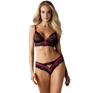 Obsessive Blonde BH og Trusse sæt i Sort og Rød