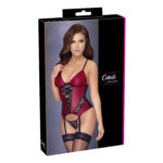Wetlook Bustier i Rød med Sorte Blonder
