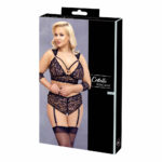 Plus Size Blonde Lingeri Sæt i Sort med Blonde Armlænker 4XL