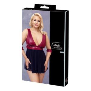 Plus Size Babydoll i Wetlook og Tyl med Armlænker