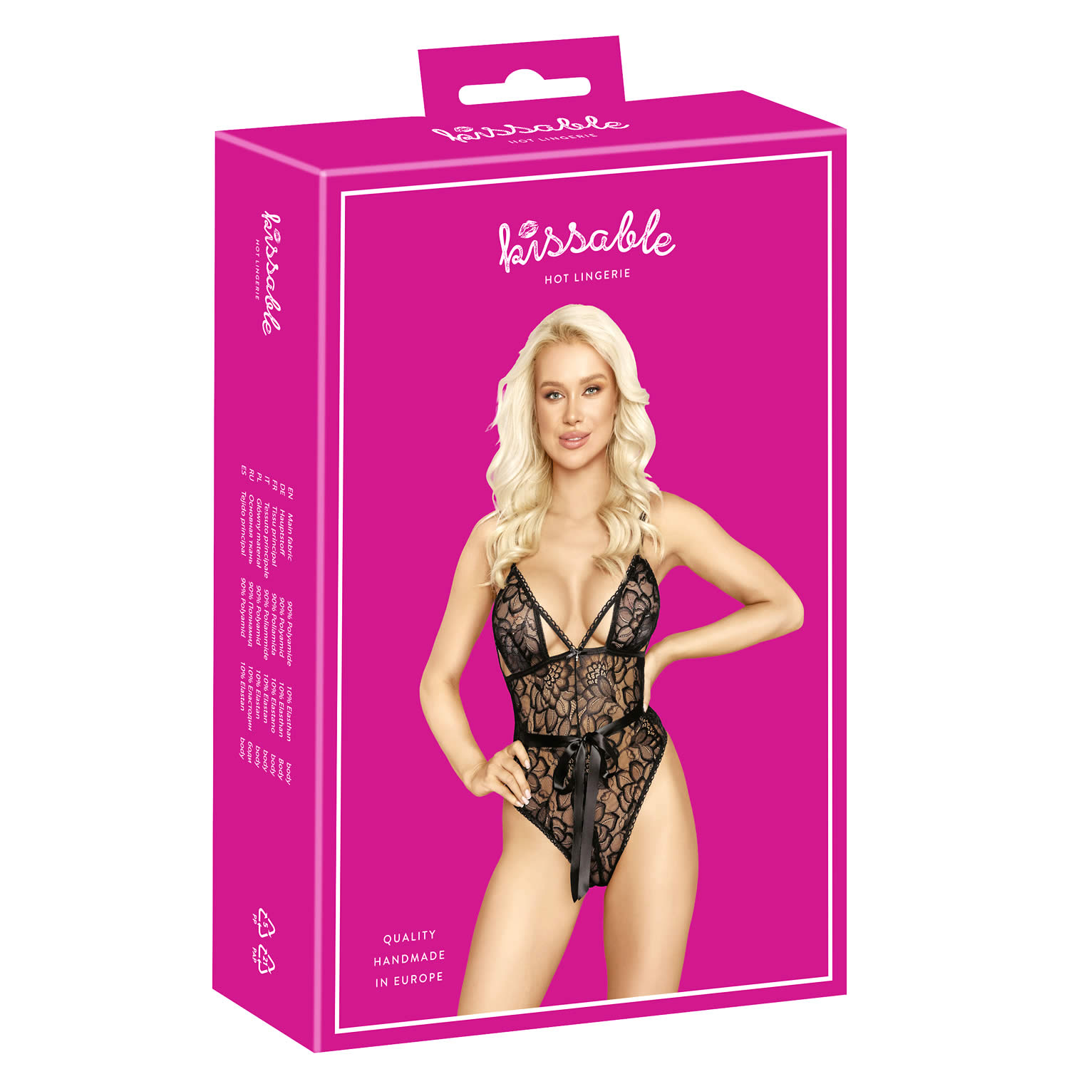 Kissable Blonde Body i Sort med Satin Sløjfe