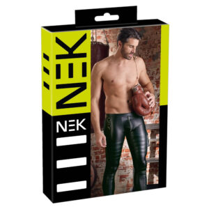 Herre wetlook bukser med tætsiddende snit og Biker Style