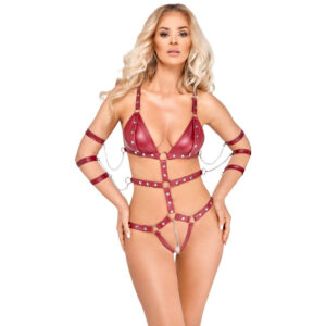 Bad Kitty Body Harness i Rød Wetlook