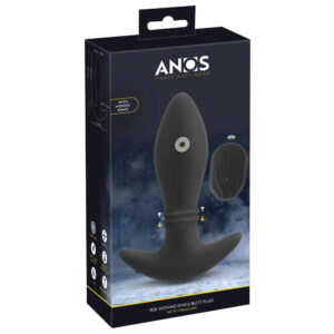 Anos Anal Plug med Trådløs Vibrator og Bevægelige Ringe Sort