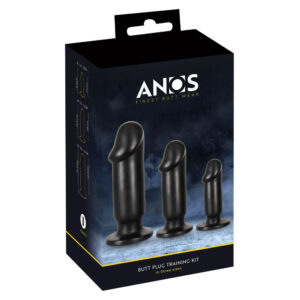 Anos Anal Plug Training Kit med 3 plugs Sort