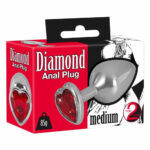 Diamond Aluminium Anal Plug Med Rød Hjerte Smykkesten Sølv / Rød