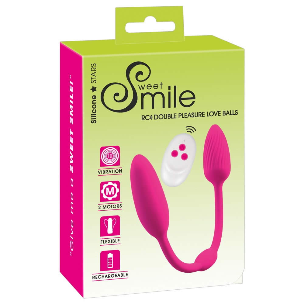 Sweet Smile Double Pleasure Fjernbetjente Love Balls Pink