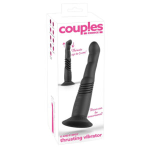 G-punkt og P-punkt Thrusting Vibrator med Stødefunktion Sort