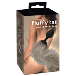 Fluffy Tail Anal Plug med Hale Sort / Grå