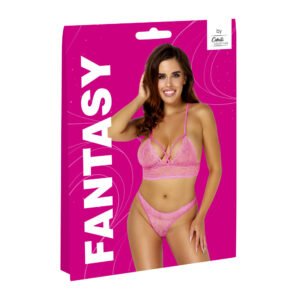 Fantasy Blonde Bralette og Trusse Sæt i Pink