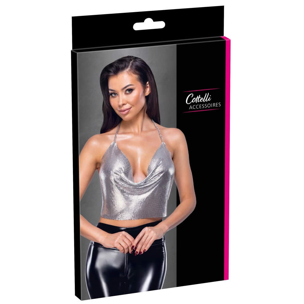 Metal Crop Top i Sølv Onesize