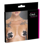 Nipple Sticker Sølv og Sort X Kryds Smykke Onesize