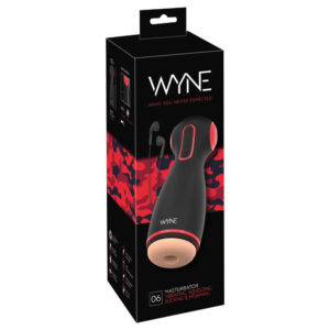Wyne Masturbator 06 med Vibrator, Suge og Tryk Funktion Sort, Rød og Hud