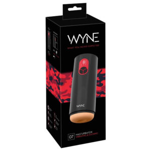 Wyne Masturbator 07 med Vibrator og Suge Funktion Sort / Lys Hud