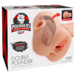 PDX Plus Pussy Double Pounder Masturbator med Vibrator Hud / Beige