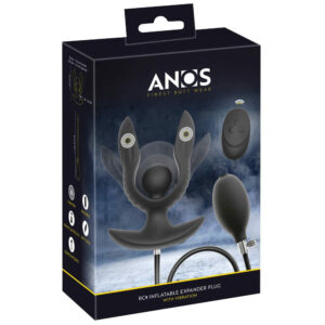 Anos Fjernbetjent Oppustelig Expander Anal Plug med Vibration Sort