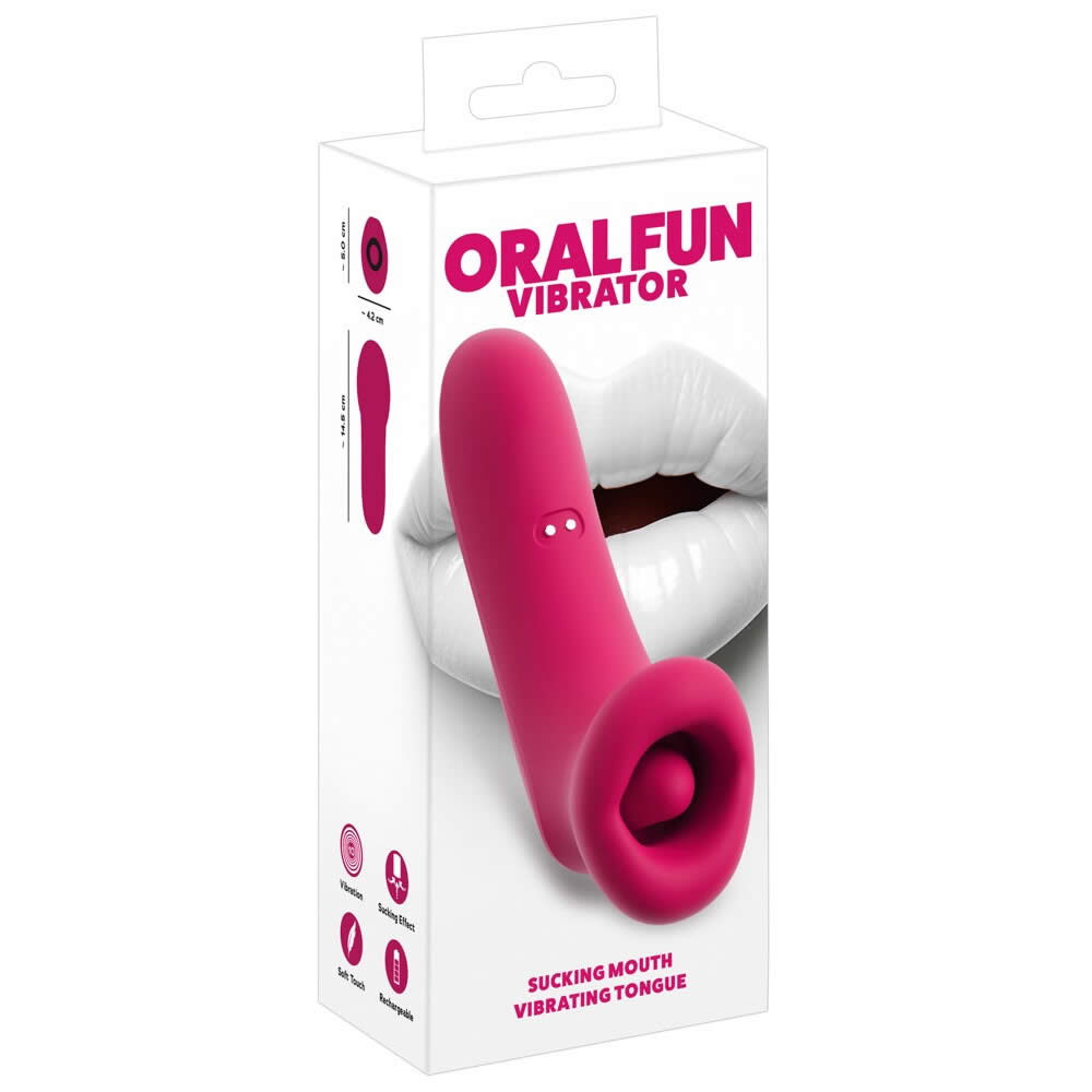 Oral Fun Vibrator med Sugende Mund og Tunge Pink