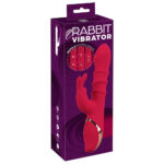 Rabbit Vibrator med 3 Massage Ringe Rød