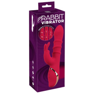 Rabbit Vibrator med 3 Massage Ringe Rød