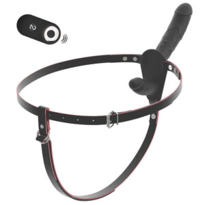 Fjernbetjent Dobbelt Vibrator Strap-on Sort