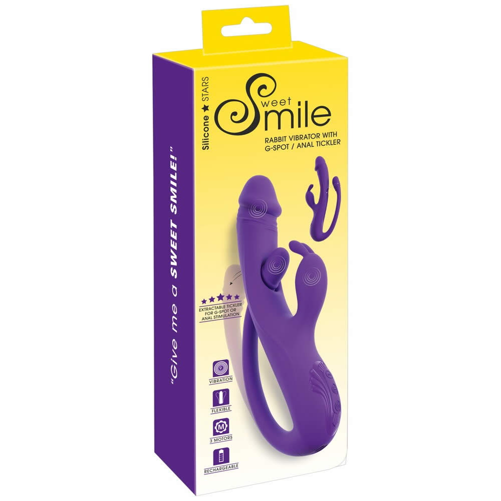 Sweet Smile Rabbit Vibrator med G-punkt og Anal Tickler Lilla - Billede 10
