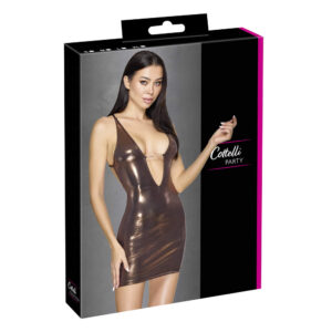 Rose-Gold Kobber Look Neckholder Wetlook Kjole