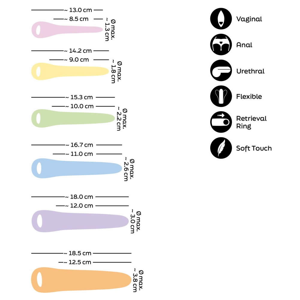 Six in a Row 2.0 Silikone Dildo Sæt Pakke med 6 - Billede 3