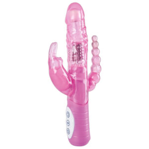 3 x Lust Rabbit Perlevibrator Dildo med Analvibrator Pink