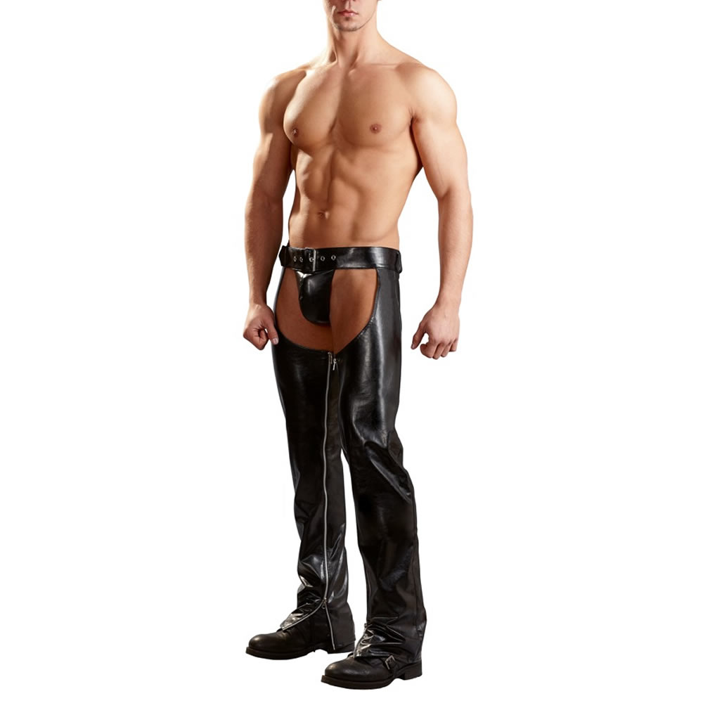Sorte Læderlook Chaps med Trusser - Billede 3