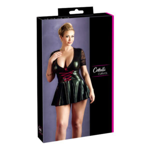 Plus Size Partykjole med Blonder i Skinnende Sort