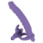 Strap-on DP Vibrator til ham med klitoris stimulator og Penisring Lilla