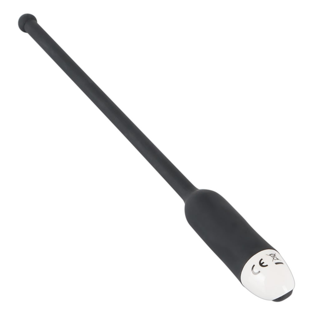 Silikone Dilator Ekstra Lang med Vibrator Sort / Hvid