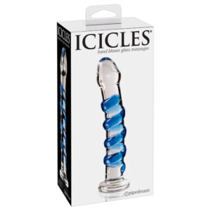 Icicles no. 5 Glas Dildo Blå / Transparent