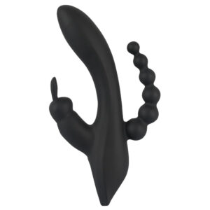 Sweet Smile G-punkt rabbit vibrator Triple med Anal Kæde Sort