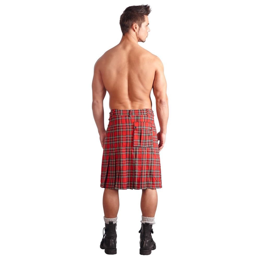 Skotsk Highlander Kilt i Rød og Hvid