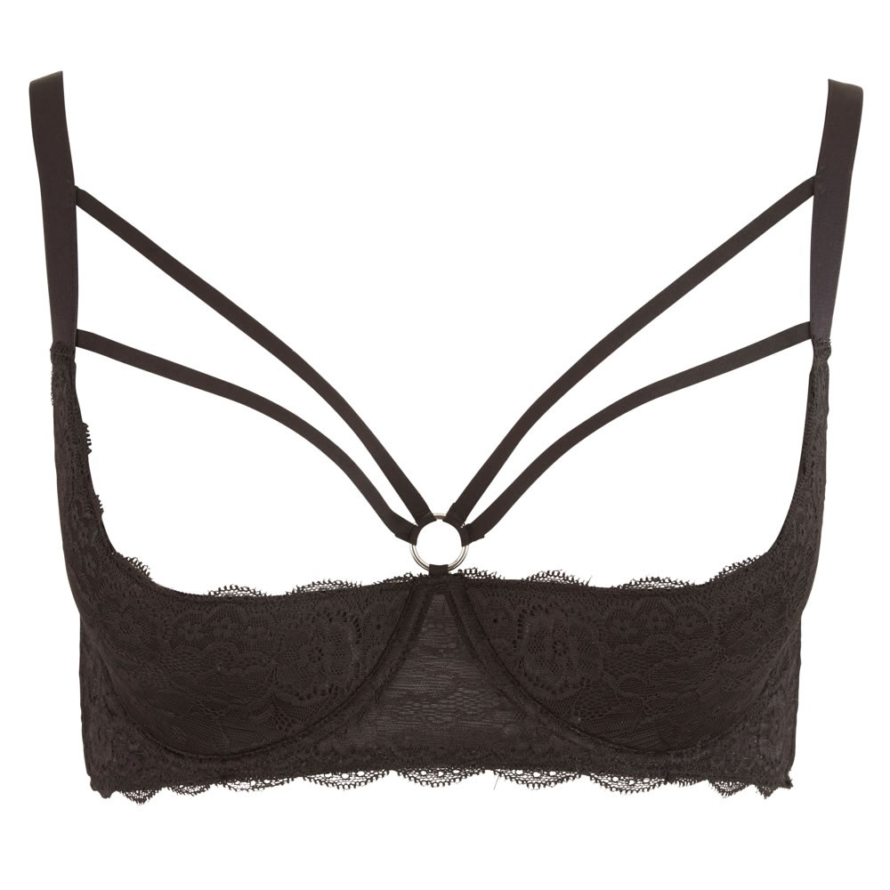 Plus Size 1/4 Cage BH i Sort - Billede 3
