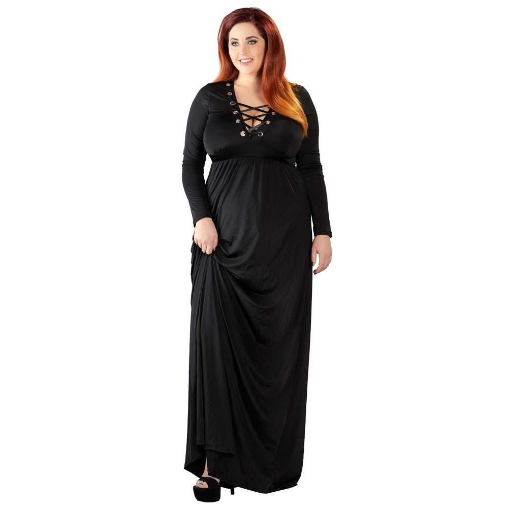 Lang Kjole i Plus Size med Snører 2XL - Billede 3