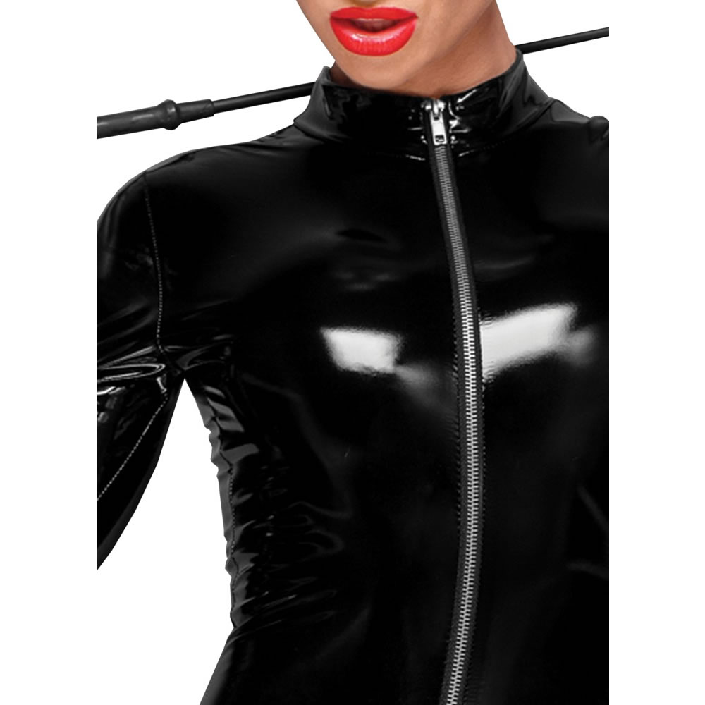 Noir Lak Catsuit med Front Lynlås - Billede 7