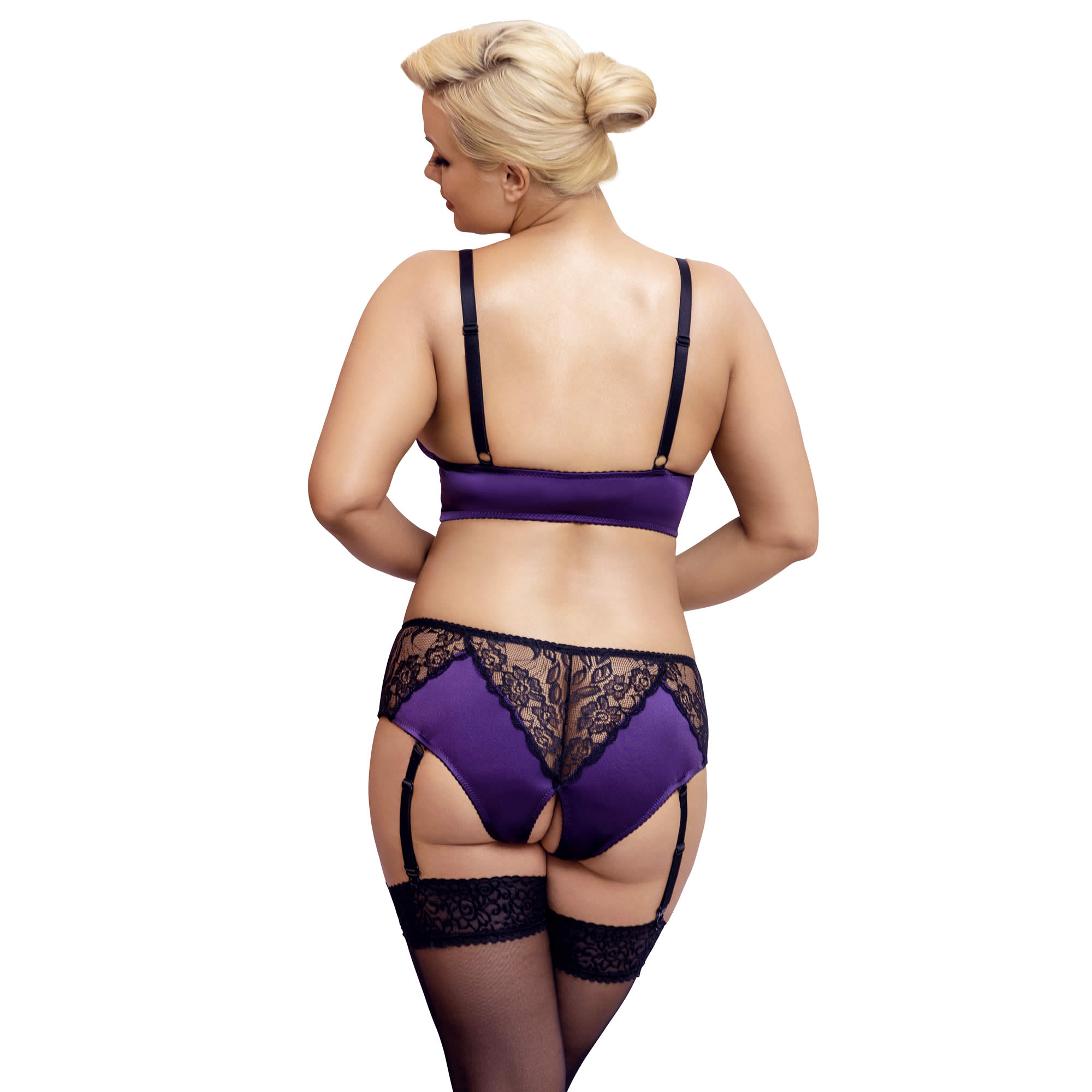 Plus Size Lingeri Sæt af Satin og Blonder - Billede 3