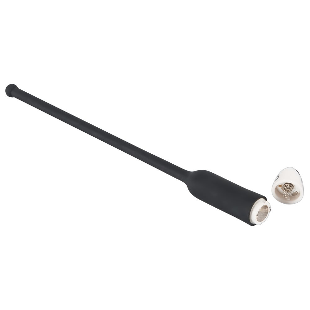 Silikone Dilator Ekstra Lang med Vibrator Sort / Hvid - Billede 4