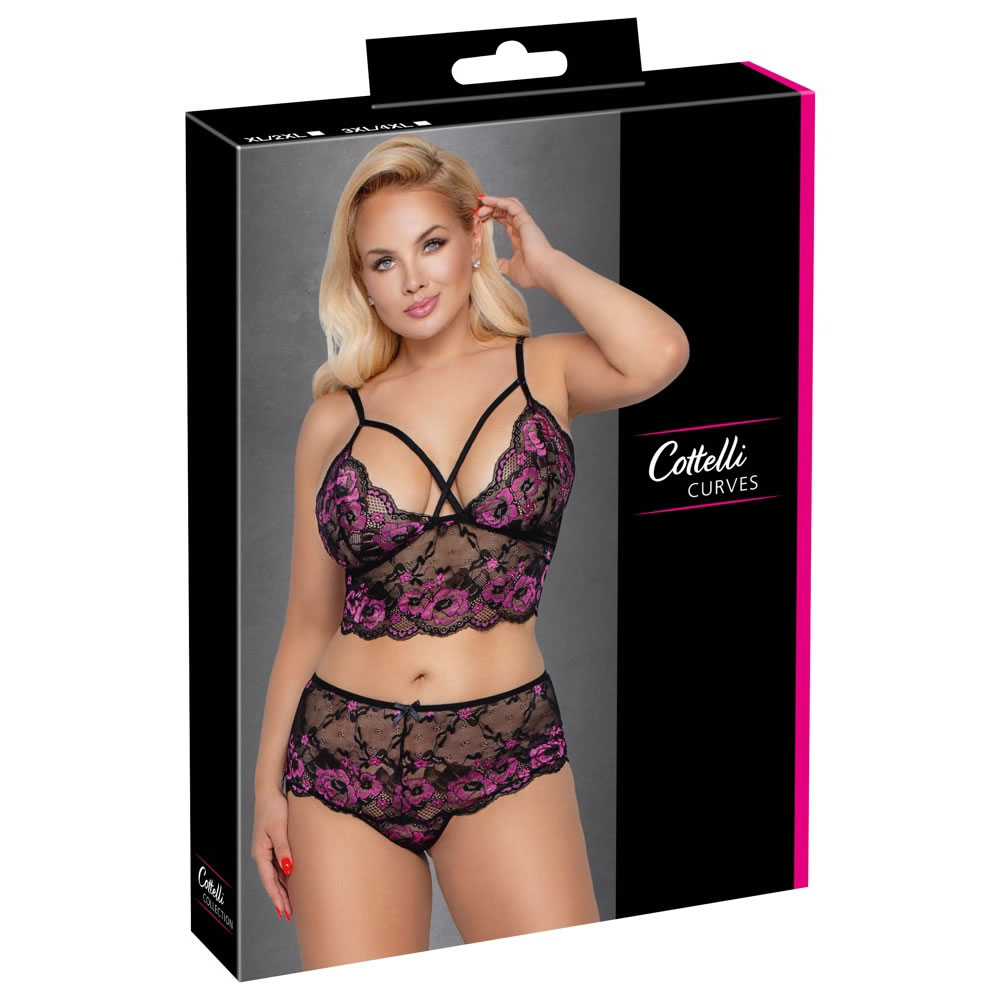 Plus Size Blonde BH sæt i Pink og Sort - Billede 2