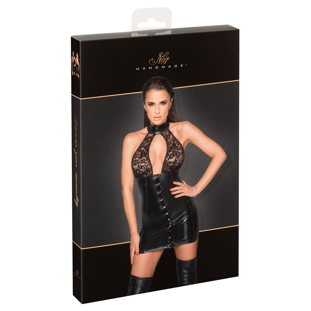 Noir Wetlook Kjole med Blonde Top - Billede 2