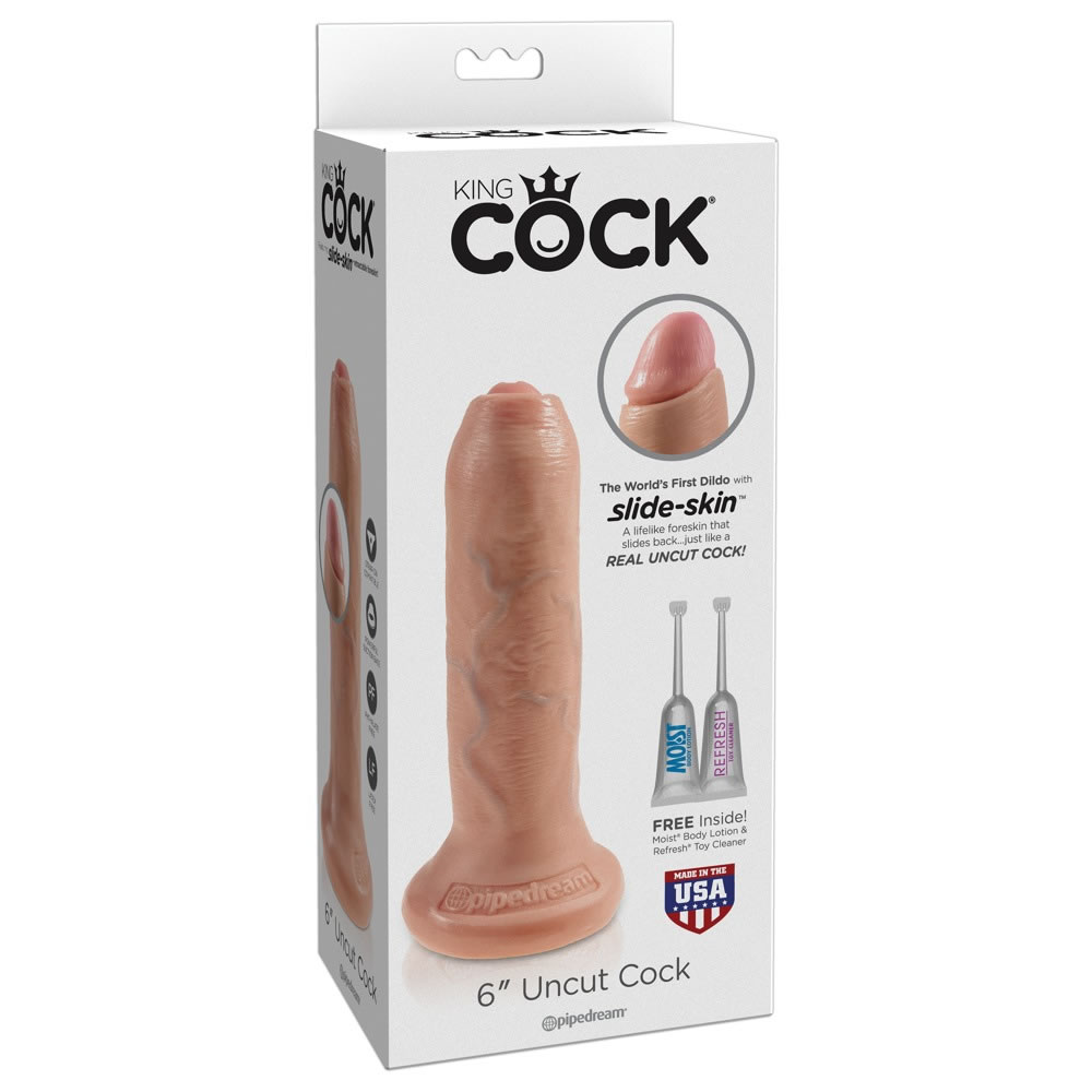 King Cock Uncut Realistisk Dildo med Forhud M - Billede 2
