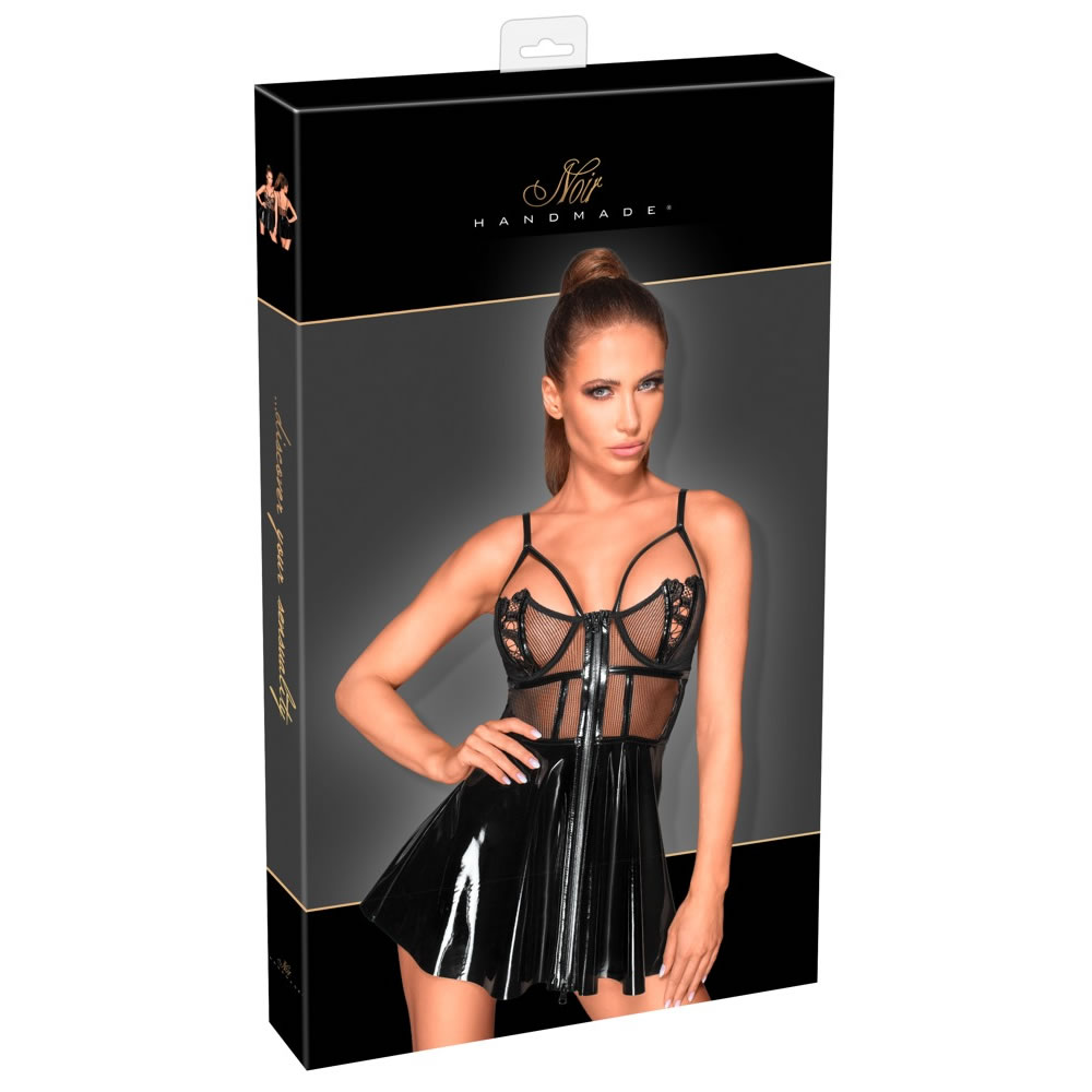 Noir Bustier Kjole i Lak & Net - Billede 2