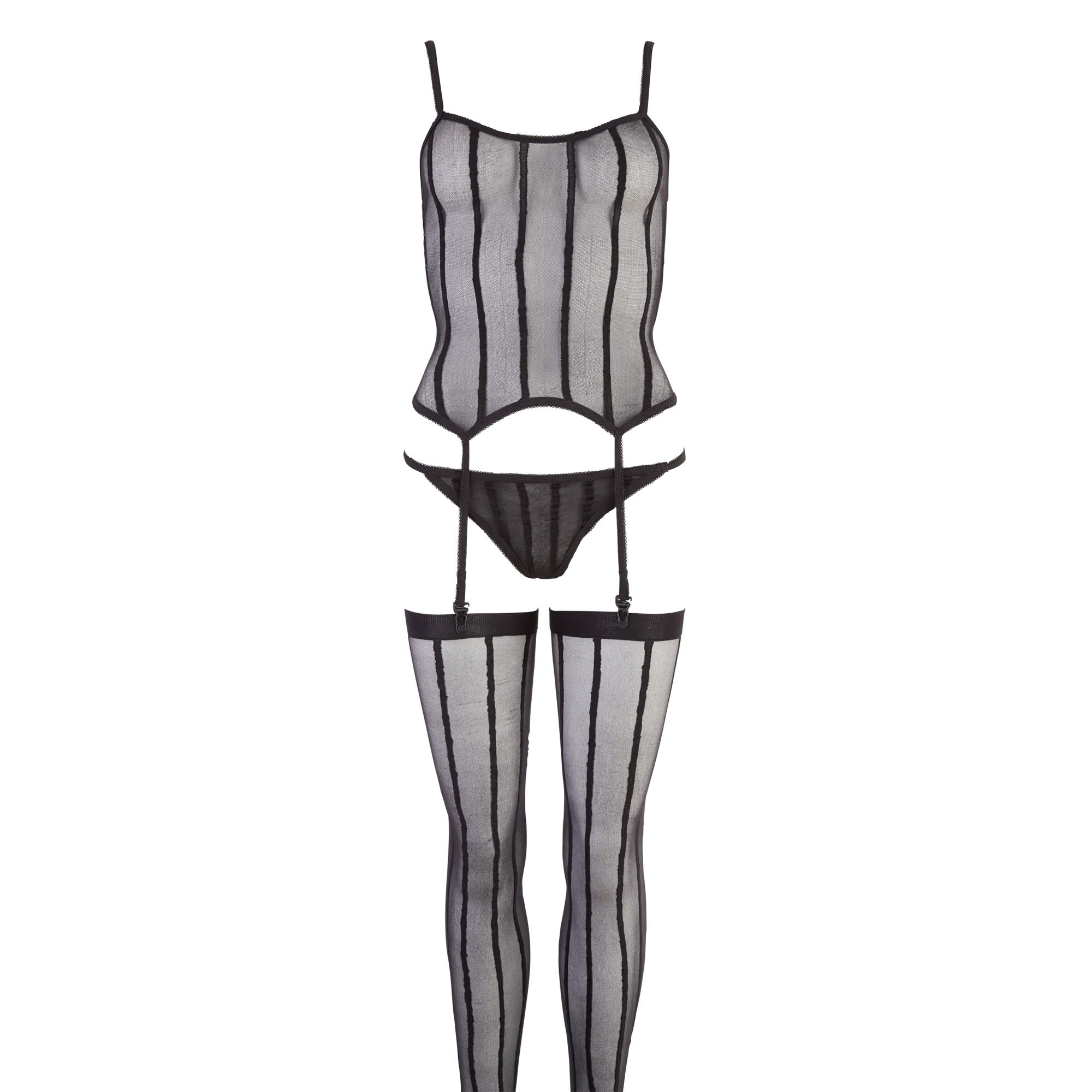 Sort Hofteholder sæt med striber Onesize (S-L) - Billede 4