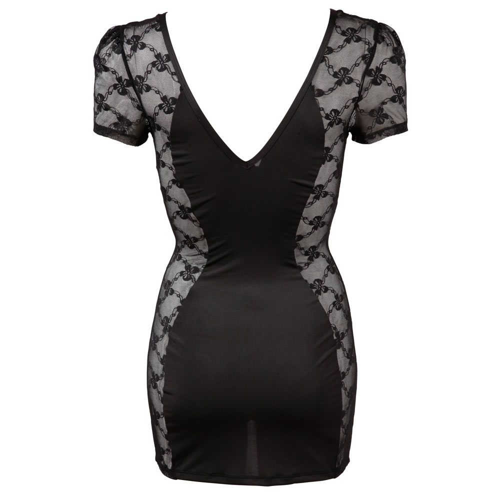 Sort Minikjole med Blonde-sider og Front Lynlås - Billede 3