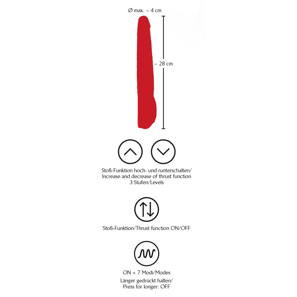 Red Push Vibrator med Stødfunktion Rød - Billede 6