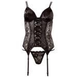 Hofteholder Bustier i Sort Satin med Trusser
